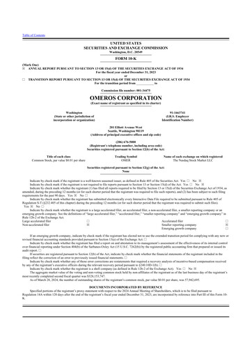 Thumbnail Omeros Corporation 10-K Annual Report 2023