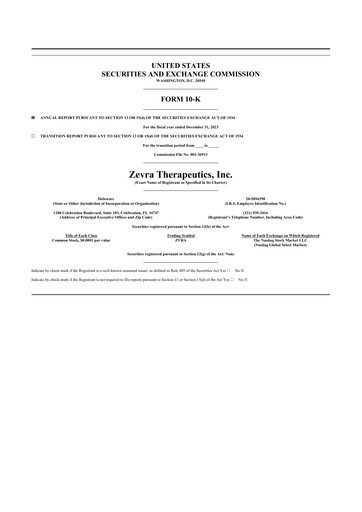 Thumbnail Zevra Therapeutics 10-K Annual Report 2023