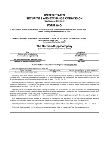 Thumbnail Gorman-Rupp 10-Q Quarterly Report FY2024 