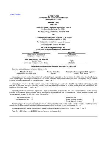 Vorschaubild NCS Multistage 10-Q Quartalsbericht 2024 