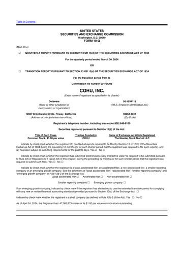 Thumbnail Cohu 10-Q Quarterly Report FY2024 