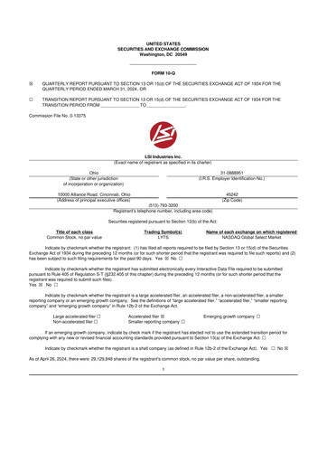 Miniature LSI Industries 10-Q Rapport trimestriel 2024 