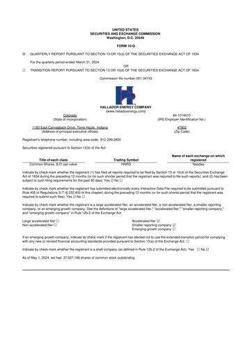 Thumbnail Hallador Energy Company
 10-Q Quarterly Report FY2024 