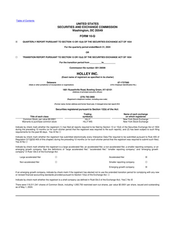 Vorschaubild Holley 10-Q Quartalsbericht 2024 