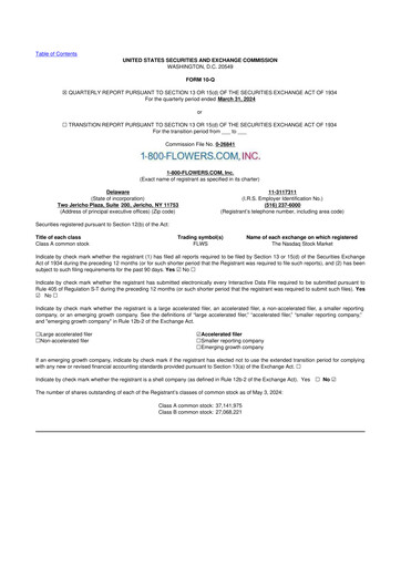 Thumbnail 1-800-Flowers.com, Inc.
 10-Q Quarterly Report FY2024 