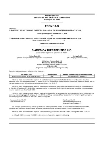 Thumbnail DiaMedica Therapeutics 10-Q Quarterly Report FY2024 