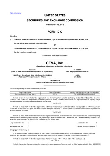 Vorschaubild CEVA
 10-Q Quartalsbericht 2024 