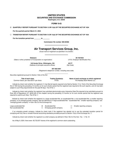 Thumbnail Air Transport Services Group 10-Q Quarterly Report FY2024 