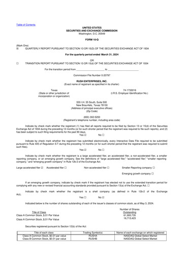 Thumbnail Rush Enterprises
 10-Q Quarterly Report FY2024 