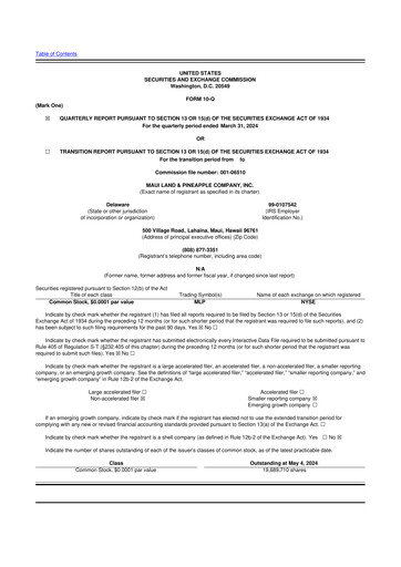 Thumbnail Maui Land & Pineapple Company 10-Q Quarterly Report FY2024 