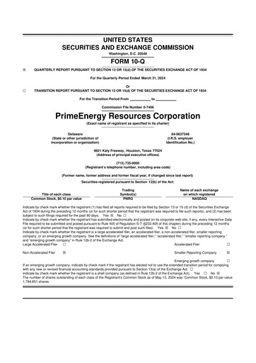 Thumbnail PrimeEnergy Resources 10-Q Quarterly Report FY2024 