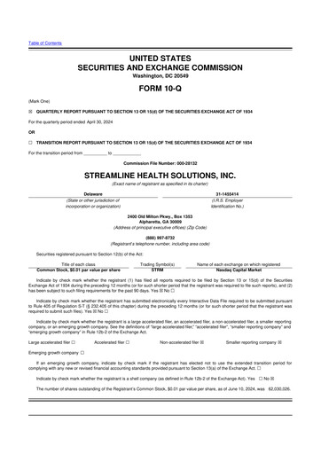 Thumbnail Streamline Health Solutions 10-Q Quarterly Report FY2025 