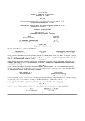 Thumbnail Escalade Sports 10-Q Quarterly Report FY 