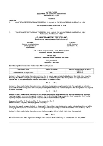 Thumbnail J. B. Hunt
 10-Q Quarterly Report FY2024 
