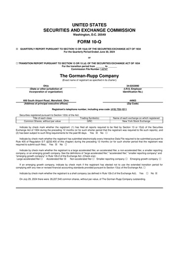 Thumbnail Gorman-Rupp 10-Q Quarterly Report FY2024 