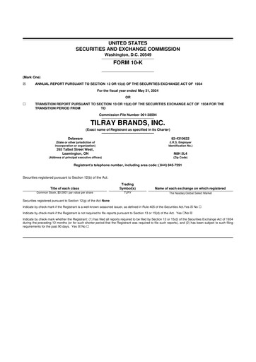 Miniature Tilray Brands
 10-K Rapport annuel 2024