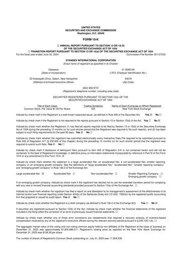 Vorschaubild Standex International 10-K Jahresbericht 2024