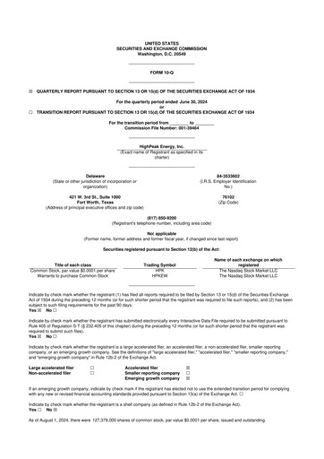Vorschaubild HighPeak Energy 10-Q Quartalsbericht 2024 