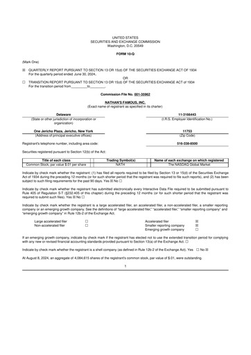 Miniature Nathan's Famous 10-Q Rapport trimestriel 2025 