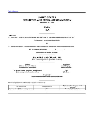Miniature LeMaitre Vascular 10-Q Rapport trimestriel 2024 