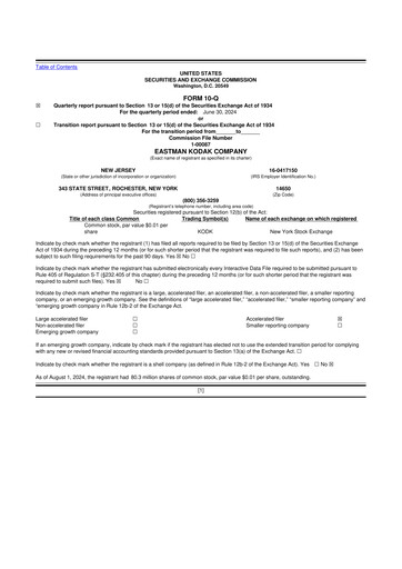 Thumbnail Eastman Kodak Company 10-Q Quarterly Report FY2024 