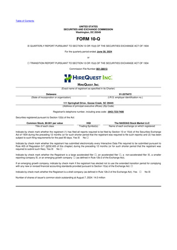 Thumbnail HireQuest 10-Q Quarterly Report FY2024 