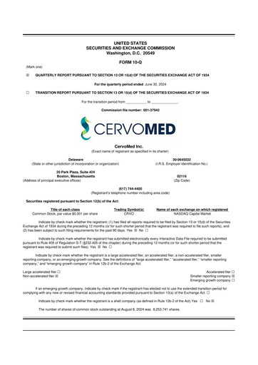 Thumbnail CervoMed 10-Q Quarterly Report FY 