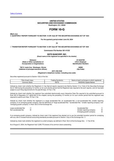 Thumbnail NSTS Bancorp 10-Q Quarterly Report FY2024 