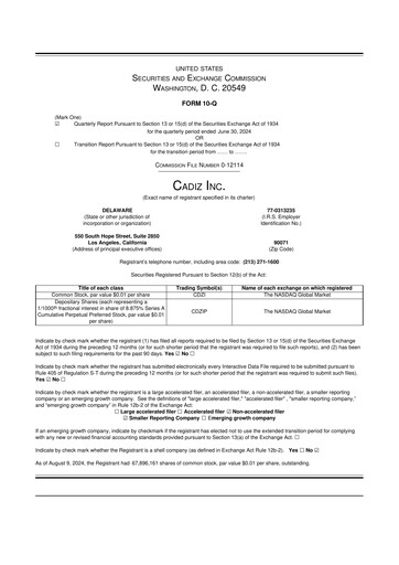 Thumbnail Cadiz Inc. 10-Q Quarterly Report FY2024 