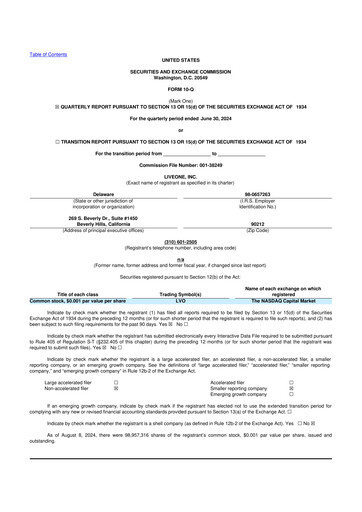 Vorschaubild LiveOne 10-Q Quartalsbericht  