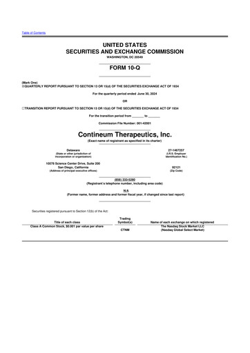 Miniature Contineum Therapeutics 10-Q Rapport trimestriel 2024 