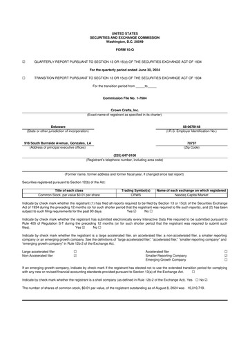 Thumbnail Crown Crafts 10-Q Quarterly Report FY2025 