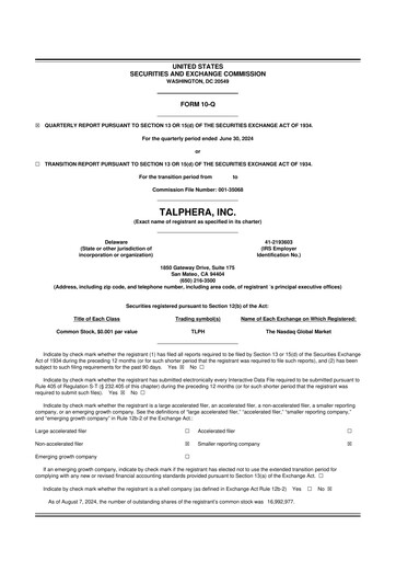 Thumbnail Talphera 10-Q Quarterly Report FY2024 