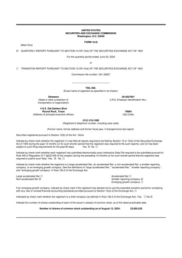 Thumbnail TSS, Inc. 10-Q Quarterly Report FY2024 
