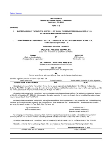 Thumbnail Maui Land & Pineapple Company 10-Q Quarterly Report FY2024 