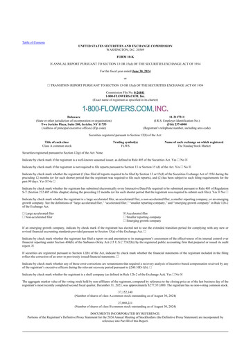 Thumbnail 1-800-Flowers.com, Inc.
 10-K Annual Report 2024