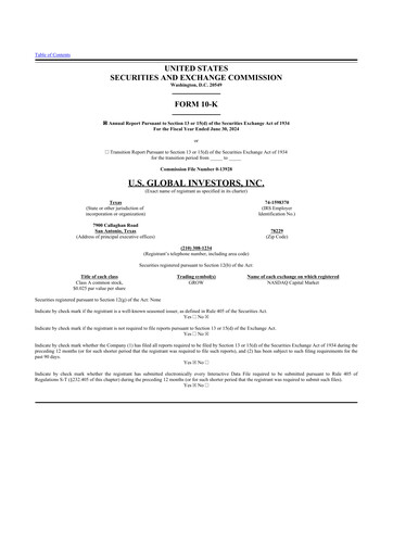 Thumbnail U.S. Global Investors 10-K Annual Report 2024