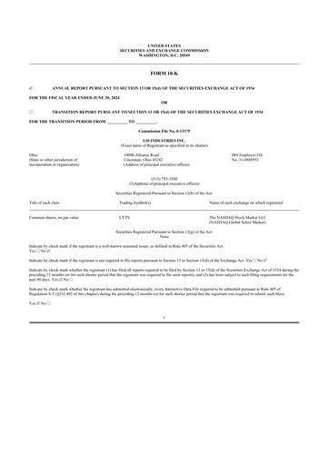 Thumbnail LSI Industries 10-K Annual Report 2024