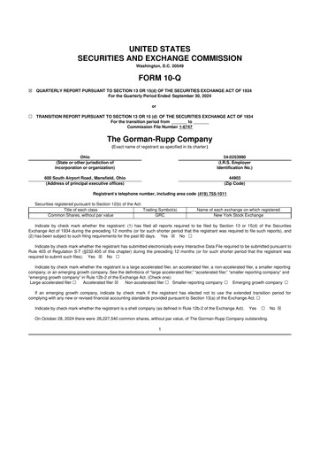 Thumbnail Gorman-Rupp 10-Q Quarterly Report FY2024 