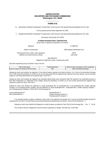 Vorschaubild Standex International 10-Q Quartalsbericht 2025 