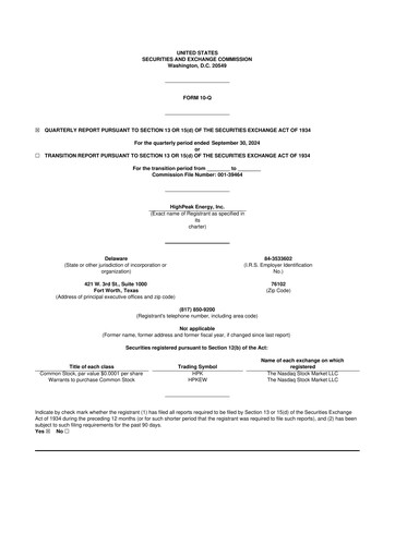 Vorschaubild HighPeak Energy 10-Q Quartalsbericht 2024 