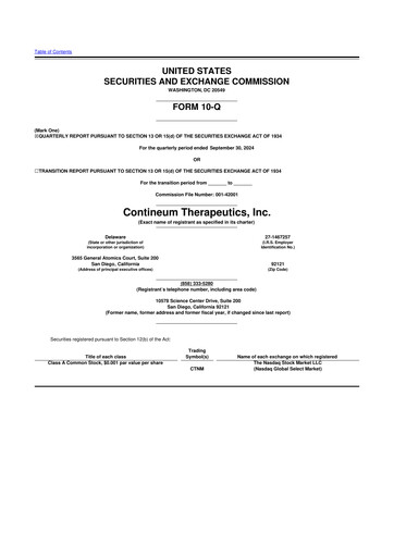 Miniature Contineum Therapeutics 10-Q Rapport trimestriel 2024 