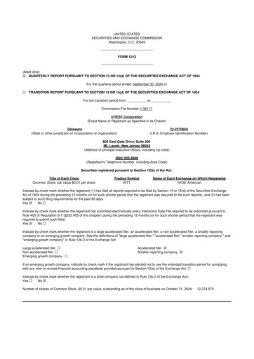 Vorschaubild inTEST Corporation 10-Q Quartalsbericht 2024 