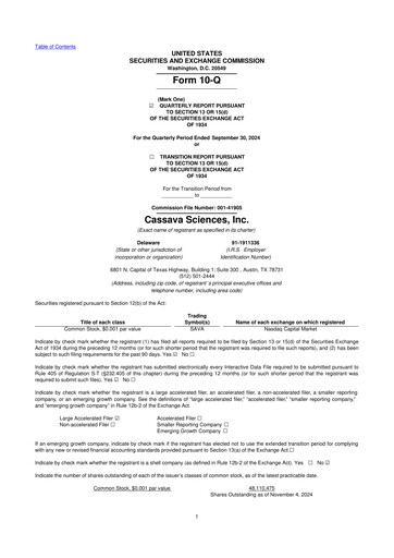Thumbnail Cassava Sciences
 10-Q Quarterly Report FY2024 