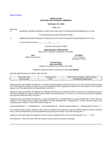 Thumbnail Ames National Corp. 10-Q Quarterly Report FY 