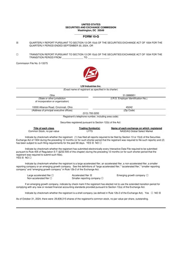 Miniature LSI Industries 10-Q Rapport trimestriel 2025 