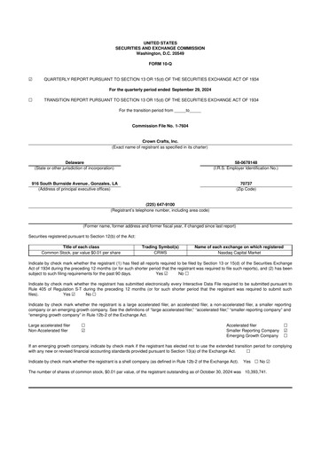 Thumbnail Crown Crafts 10-Q Quarterly Report FY2025 