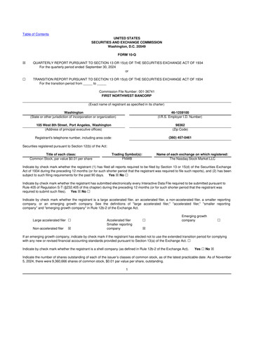 Thumbnail First Northwest Bancorp 10-Q Quarterly Report FY2024 