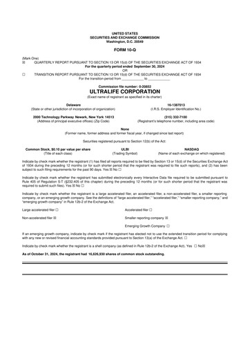 Thumbnail Ultralife Corporation 10-Q Quarterly Report FY2024 