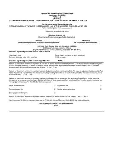 Vorschaubild Milestone Scientific 10-Q Quartalsbericht 2024 